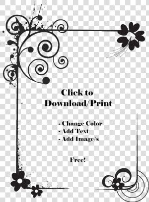 Page Border Black And White   Flower Black And White Border Design  HD Png Download