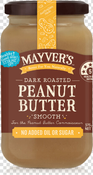 Mayvers Peanut Butter Dark Roasted Smooth 375g  HD Png Download