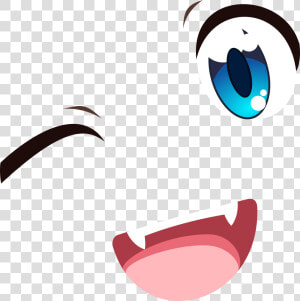 Blue Eyes Wink Smile   Anime Eyes And Mouth Png  Transparent Png