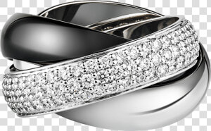 Combinatie Van Technisch Keramiek En Edelmetalen   Cartier Trinity Ring Diamonds  HD Png Download