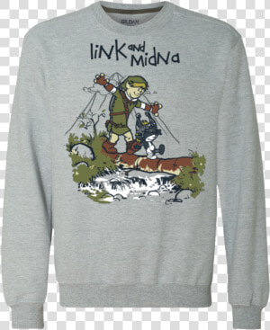 Link And Midna Premium Crewneck Sweatshirt   Calvin And Hobbes Parody  HD Png Download