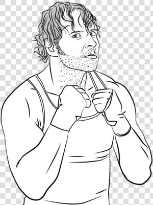 Vector Black And White Library Wwe Drawing At Getdrawings   Wwe Dean Ambrose Drawing  HD Png Download