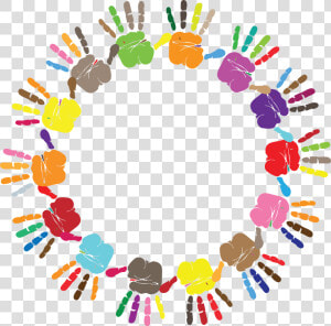 Free Clipart Of A Round Frame Of Handprints In Color   Colorful Hand Print Png  Transparent Png