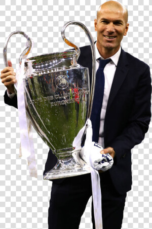 Zinedine Zidane render   Zidane With Champions League Trophy  HD Png Download