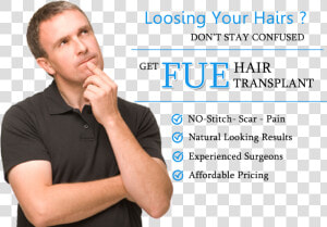 Hair Transplant Banner   Man Thinking Transparent Background  HD Png Download