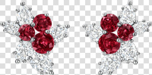 Berry Cluster By Harry Winston  Ruby And Diamond Earrings   Harry Winston Pearl And Diamond Earrings  HD Png Download