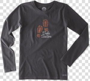 Women S Sole Sisters Boot Print Long Sleeve Crusher   Long sleeved T shirt  HD Png Download