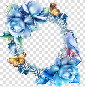 Blue Flower Png Border   Blue Flowers Border Design  Transparent Png