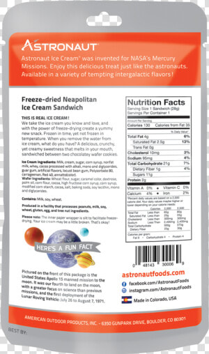 Astronaut Freeze Dried Ice Cream Sandwich 200 Neapolitan   Dry Fruits Packaging Labels  HD Png Download