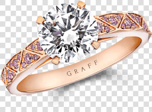 A Graff Round Brilliant Diamond Laurence Graff Signature   Graff Pink Engagement Ring  HD Png Download