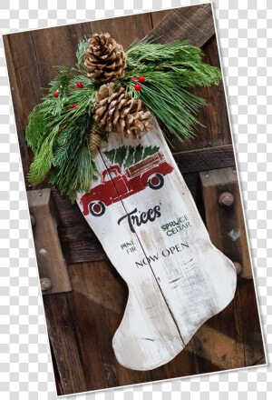 Image Of A Wooden Holiday Stocking   Christmas Stocking  HD Png Download