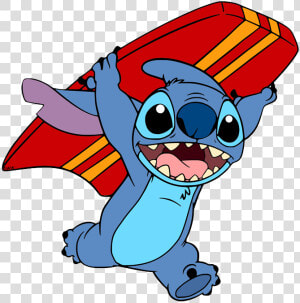 Clip Art Of Stitch Running With A Surfboard From Lilo   Lilo And Stitch Easter Transparent  HD Png Download