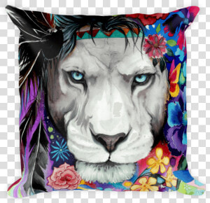 Throw Pillows Electro Threads   Colorful Lion Lion Art  HD Png Download