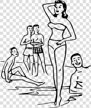 Beach With People Drawing   Png Download   People At The Beach Drawing  Transparent Png