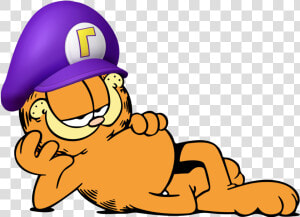 Waluigi’s Hat On Garfield   Garfield  HD Png Download