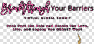 Breakthrough Your Barriers Virtual Summit Push Past   Calligraphy  HD Png Download