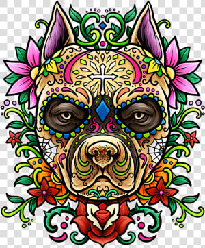 Sugar Skulls Pitbull  HD Png Download