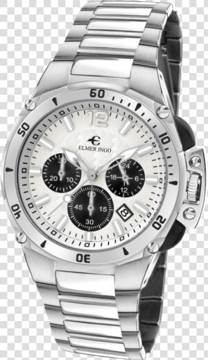 Elmer Ingo Sporty Chronograph White  amp  Black   Chronograph  HD Png Download