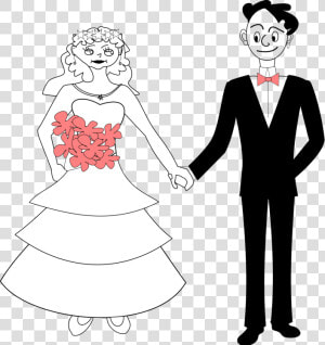 Wedding  Bride  Groom  Holding Hands  Couple  Married   Gambar Kartun Pengantin Png Hitam Putih  Transparent Png