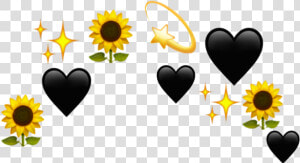  sunflower  crown  emoji  yellow  heart  black   Transparent Flower Crown Yellow  HD Png Download