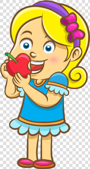 Apple Girl Cartoon Transprent Png Free Download   Girl Eating Apple Clipart  Transparent Png