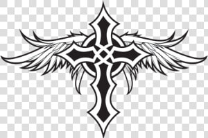 Clip Art Cross With Angel Wings   Cool Tribal Cross Designs  HD Png Download