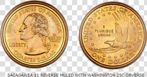 Sacagawea  1 Reverse Muled With Washington 25c Obverse   Coin  HD Png Download