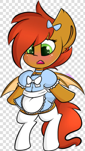 Ashee  Bat Pony  Blushing  Bow  Clothes  Cute  Maid    Cartoon  HD Png Download