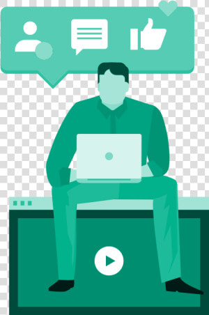 Social Proof Illustration Icon Man Sitting On Monitor   Edgetheory  Llc  HD Png Download