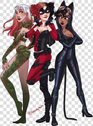 Cosplay Poison Ivy Catwoman Harley Quinn   Poison Ivy And Harley Quinn And Catwoman  HD Png Download