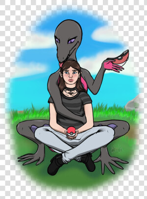 Salazzle And Her Pet Trainer   Illustration  HD Png Download