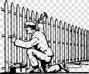 Fencing Drawing Cartoon   Building A Fence Clipart  HD Png Download