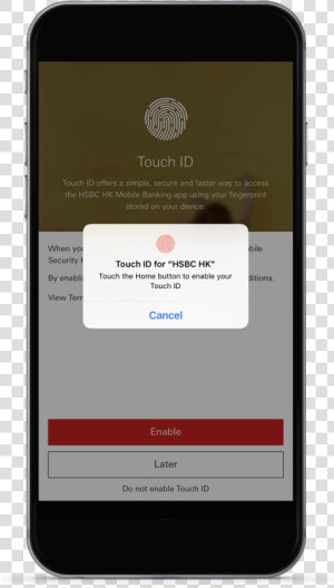 Touch The Home Button To Enable Touch Id   Hsbc Touch Id  HD Png Download