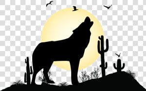 Gray Wolf Landscape Silhouette Illustration   Parol Kim Jah Nomeko  HD Png Download