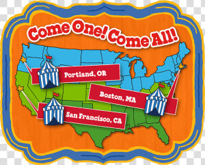 Map Of The Ben  amp  Jerry S Carnival Tour Stops  HD Png Download