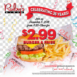 Ruby S Diner Celebrates 36 Years Of Burgers  Fries  HD Png Download