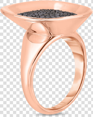 Roberto Coin 18k Rose Gold Small Ring With Black Diamonds   Engagement Ring  HD Png Download