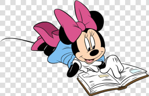 Mickey Clipart Reading   Minnie Mouse Reading A Book  HD Png Download