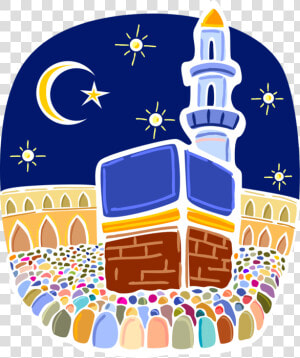 Vector Illustration Of Muslim Hajj Pilgrimage In Al   Pilgrimage To Mecca Cartoon  HD Png Download