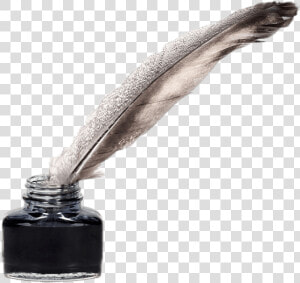 Feather Quill Pen And Ink Pot   Pens In The Past  HD Png Download