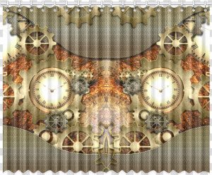 Steampunk  Clocks And Gears In Golden Design Window   Lampshade  HD Png Download