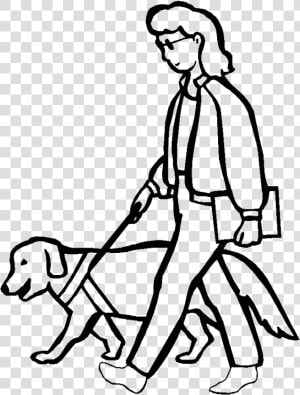 A Blind Woman Walking With Dog Coloring Pages   Walk The Dog For Coloring  HD Png Download