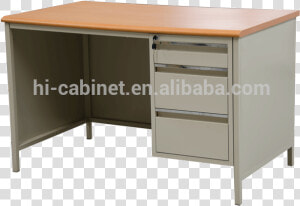 Office Desk Mdf Board Three Drawers Table School Wood steel   Writing Desk  HD Png Download