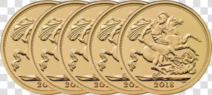 2018 Uk Full Sovereign Gold 5 Coin Bullion Bundle   2018 Sovereign New Elizabeth  HD Png Download