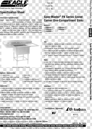 Specification Sheet For Sink  HD Png Download