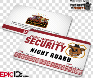 Night Guard Freddy Fazbear S Pizza Fnaf Id Badge   Fnaf Night Guard Badge  HD Png Download