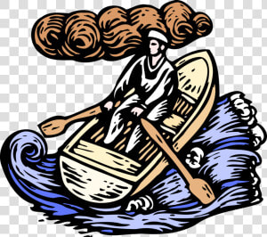 Vector Illustration Of Sailor Rowing With Oars In Rowboat  HD Png Download