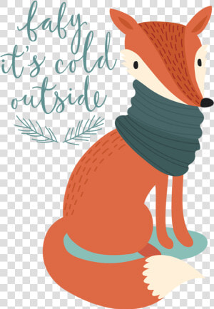 Baby It S Cold Outside Fox Transfer   Fox Christmas Cards Red Cartoon  HD Png Download