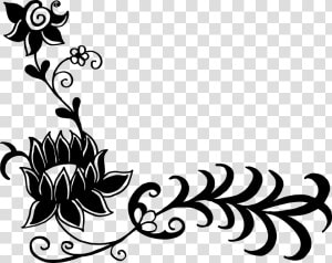 Corner Line Art Flowers   Corner Design Clipart Black And White  HD Png Download