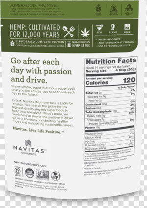 Hemp Seeds Navitas Nutrition  HD Png Download